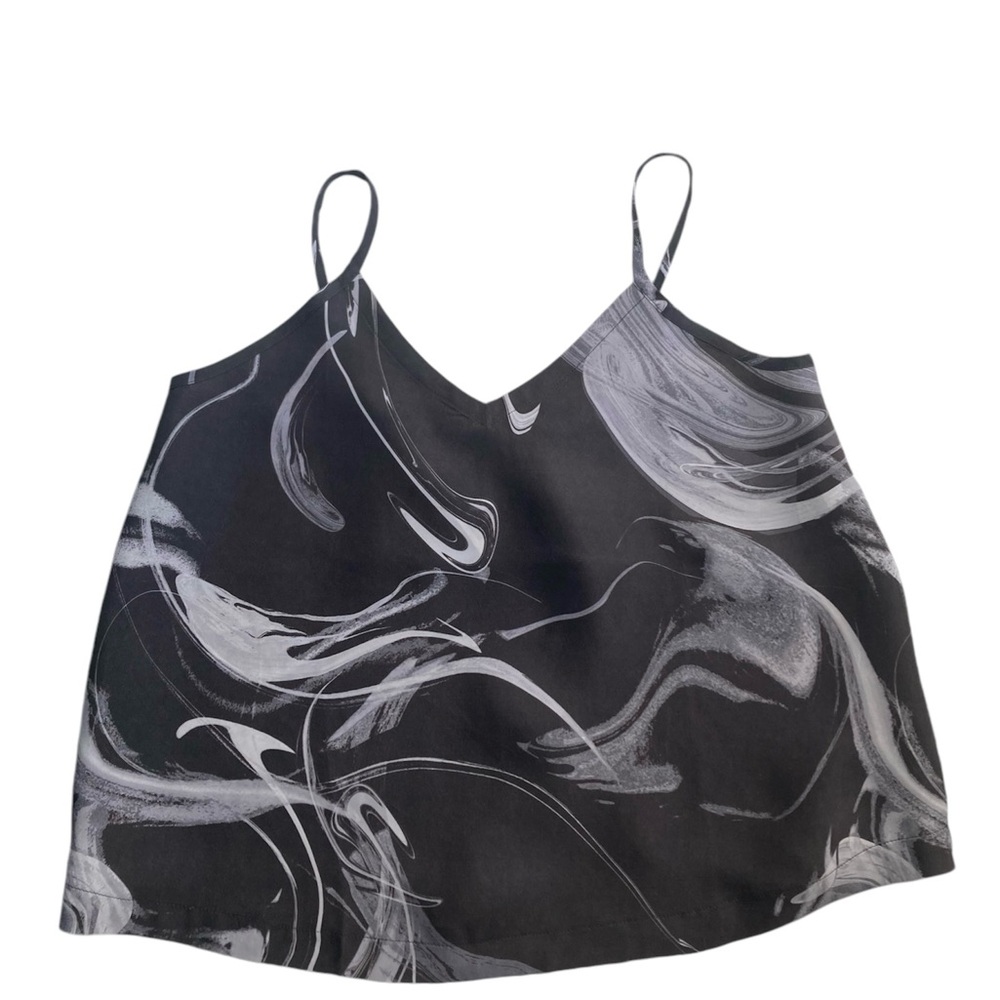 Athleta Calm Cool Cami Tank Top Gray Marble Swirl Adjustable Ladies Small